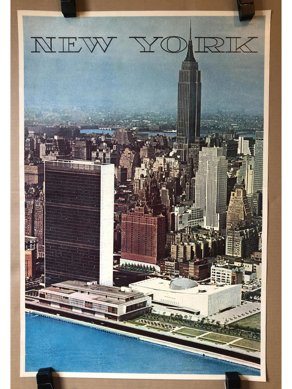 New York Original Vintage Poster 1960s Travel UN United Nations Empire State